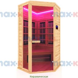 Инфракрасная сауна керамика, 1-местная угловая, 200*105*105 см, 5 излучателей, кедр
