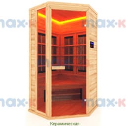 Инфракрасная сауна керамика, 1-местная угловая, 200*105*105 см, 5 излучателей, кедр