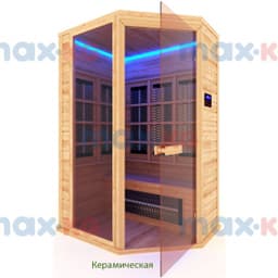 Инфракрасная сауна керамика, 2-местная угловая, 200*135*105 см, 6 излучателей, кедр
