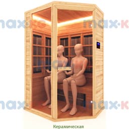 Инфракрасная сауна керамика, 2-местная угловая, 200*135*105 см, 6 излучателей, кедр