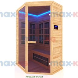 Инфракрасная сауна керамика, 2-местная угловая, 200*135*105 см, 6 излучателей, кедр