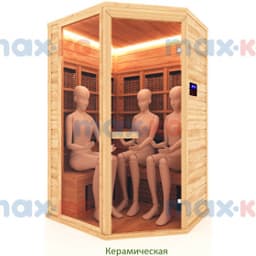 Инфракрасная сауна керамика, 3-местная угловая, 200*170*130 см, 8 излучателей, кедр