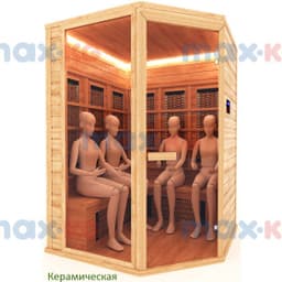 Инфракрасная сауна керамика, 4-местная угловая, 200*150*150 см, 10 излучателей, кедр