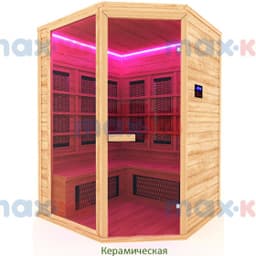 Инфракрасная сауна керамика, 4-местная угловая, 200*150*150 см, 10 излучателей, кедр