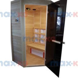 Инфракрасная сауна керамика, 5-местная угловая, 200*180*180 см, 14 излучателей, кедр
