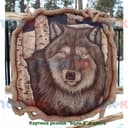 Картина резная, Волк 3 квадрат, в цвете ( 60*60 см)