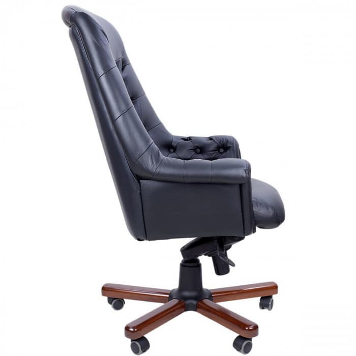 Кресло для руководителя MULTI-OFFICE ZURICH A с высокой спинкой черная кожа+к/з/темн орех