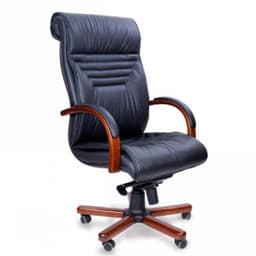 Конференц-кресло MULTI-OFFICE BASEL С с низкой спинкой на полозьях черная кожа+к/з/т.орех