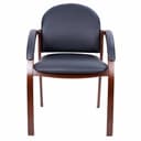 Стул для посетителя MULTI-OFFICE JUNO черная кожа+к/з/т.орех