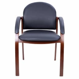 Стул для посетителя MULTI-OFFICE JUNO черная кожа+к/з/т.орех