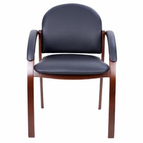 Стул для посетителя MULTI-OFFICE JUNO черная кожа+к/з/т.орех