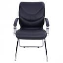 Конференц-кресло MULTI-OFFICE LEEDS CHROME D с низкой спинкой на каркасе черная кожа+к/з/хром