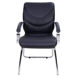 Конференц-кресло MULTI-OFFICE LEEDS CHROME D с низкой спинкой на каркасе черная кожа+к/з/хром