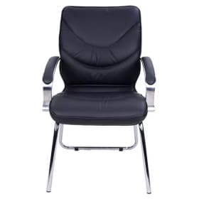 Конференц-кресло MULTI-OFFICE LEEDS CHROME D с низкой спинкой на каркасе черная кожа+к/з/хром