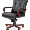 Конференц-кресло MULTI-OFFICE PARIS B с низкой спинкой на крестовине черная кожа+к/з/т. орех