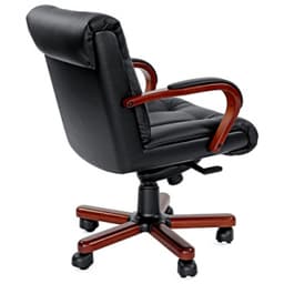 Конференц-кресло MULTI-OFFICE PARIS B с низкой спинкой на крестовине черная кожа+к/з/т. орех