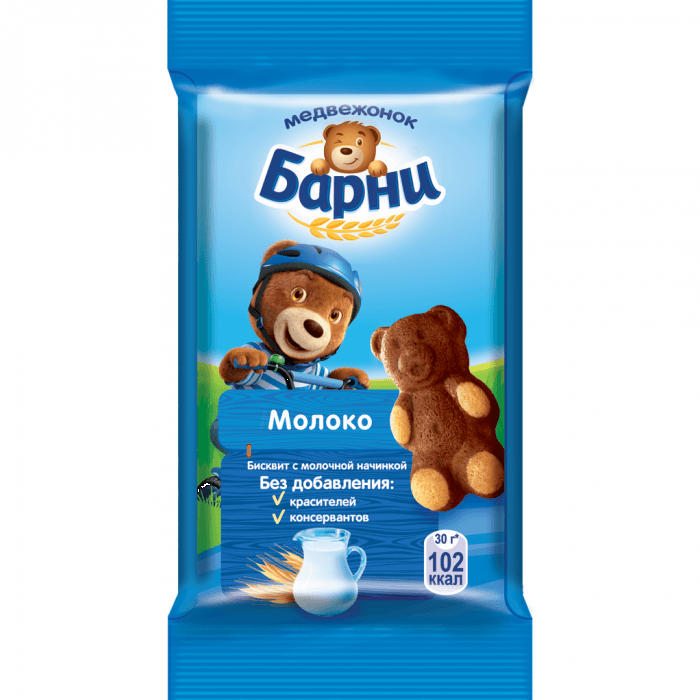 БАРНИ МЕДВЕЖОНОК с молочной начинкой 24*30г