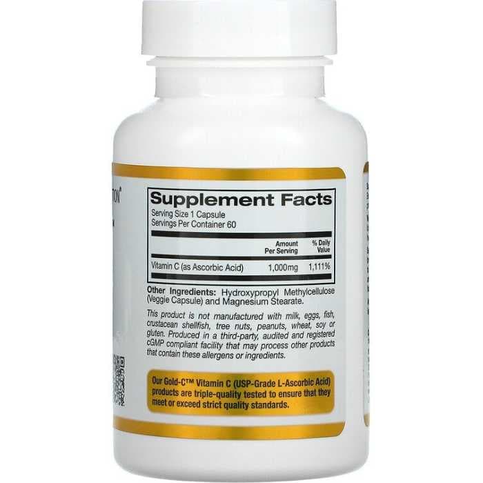 Витаминный комплекс California Gold Nutrition витамин C 1000 мг 60 капсул