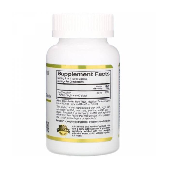 Витаминный комплекс California Gold Nutrition, Железо 36 mg 90 таблеток
