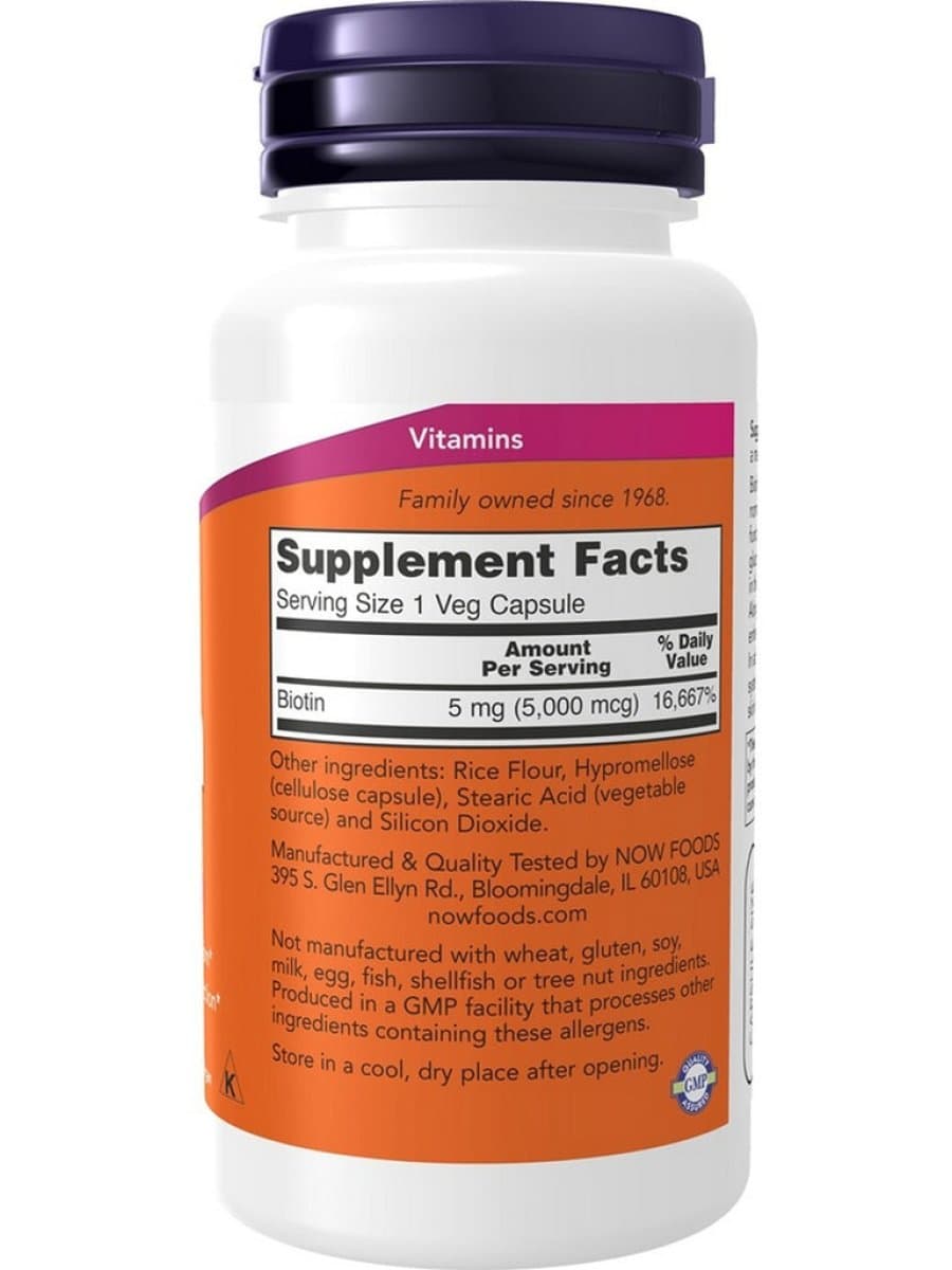Витаминный комплекс Now Biotin 5000 mcg 60 капсул