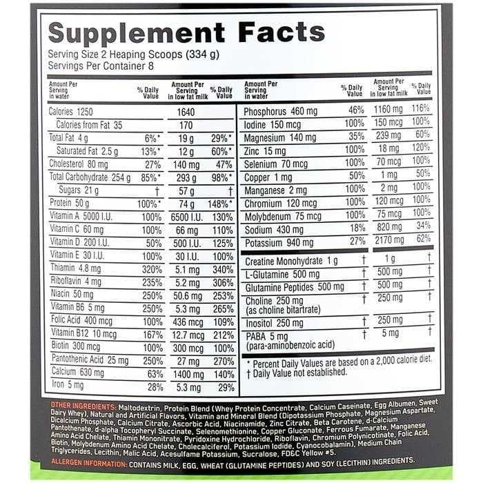 Гейнер Optimum Nutrition Serious Mass 2720 гр Америка