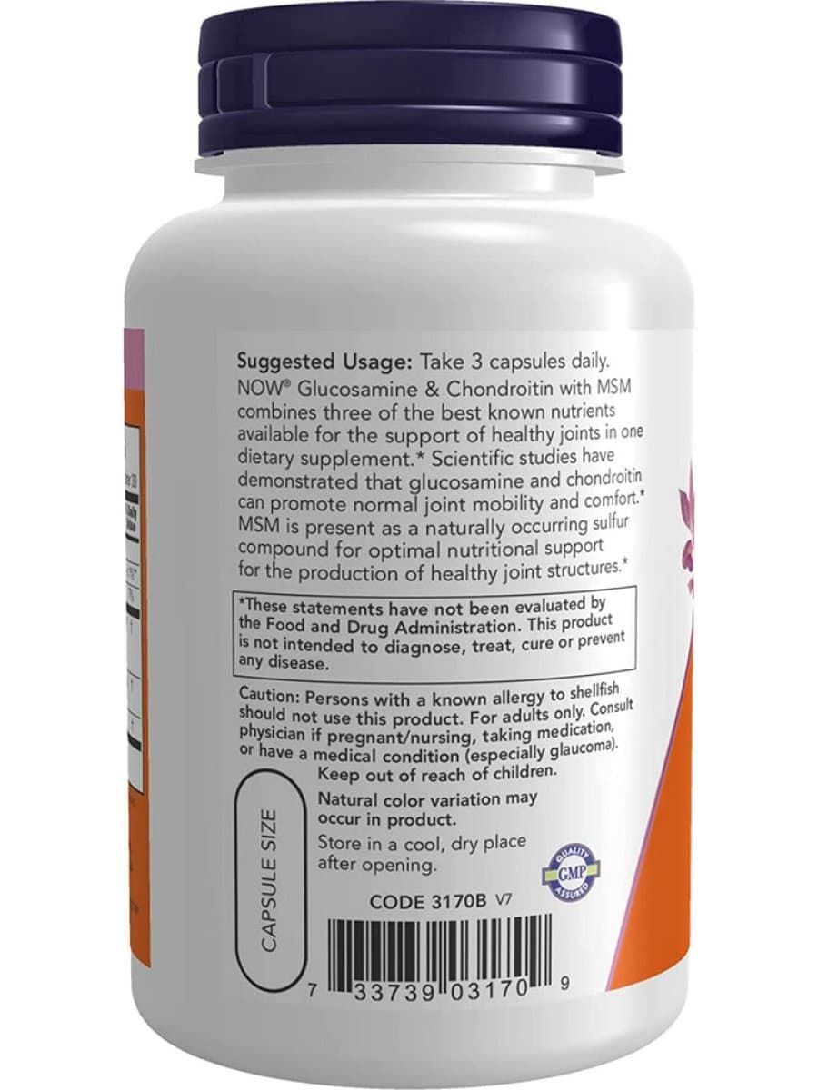 Препарат для суставов Now Glucosamine-Chondroitin-MSM 90 капсул