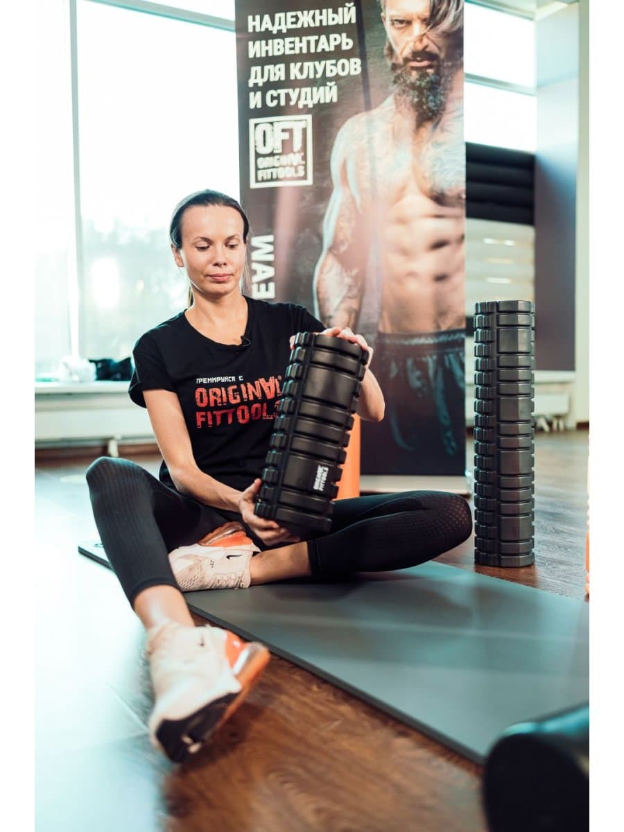 Цилиндр массажный Original FitTools 33 x 14 см черный двойной