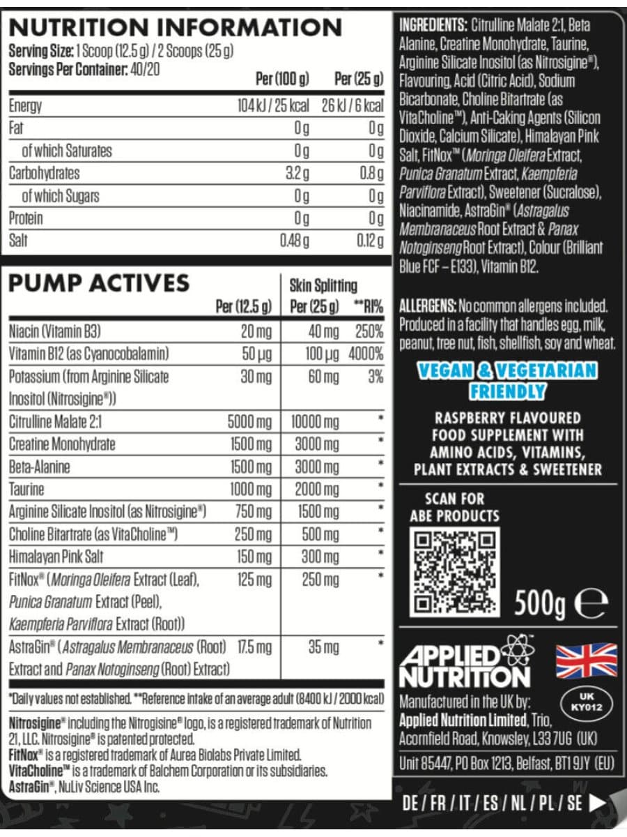 Предтренировочный комплекс Applied Nutrition ABE PUMP 500 гр.