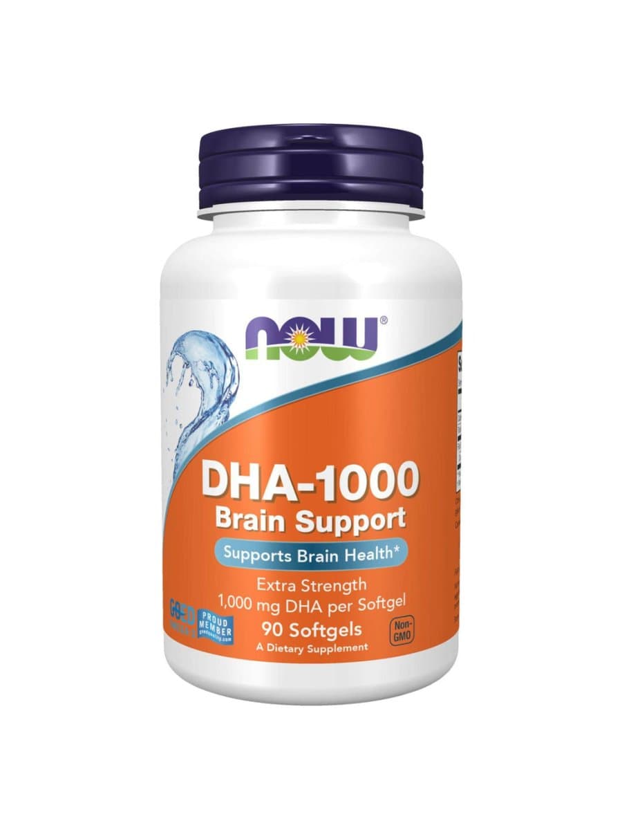 Омега кислоты Now DHA 1000mg Brain Support 90 sgel