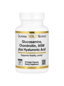 Препарат для суставов California Gold Nutrition Glucosamine, Chondroitin,MSM+Hyaluronic Acid 60 капсул
