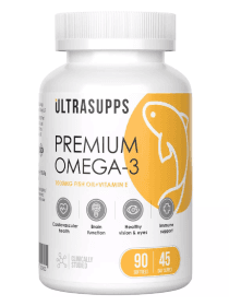 Омега кислоты ULTRASUPPS Premium Omega-3 90 капсул