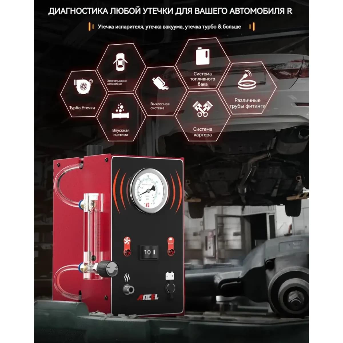 ANCEL S300 дымовой детектор утечек для диагностики системы EVAP и трубопроводов в автомобилях и мотоциклах.