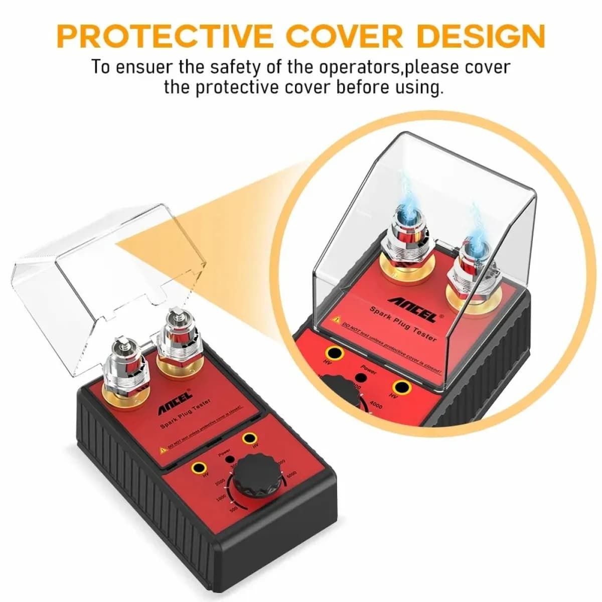 ANCEL SP02 автомобильный тестер свечей и катушек зажигания с двумя слотами и регулировкой оборотов (до 6000 об/мин).