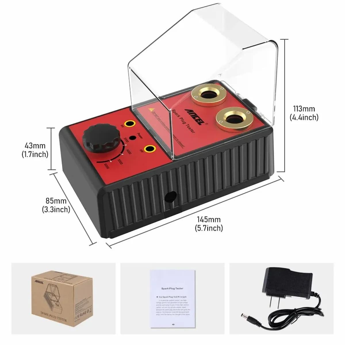 ANCEL SP02 автомобильный тестер свечей и катушек зажигания с двумя слотами и регулировкой оборотов (до 6000 об/мин).