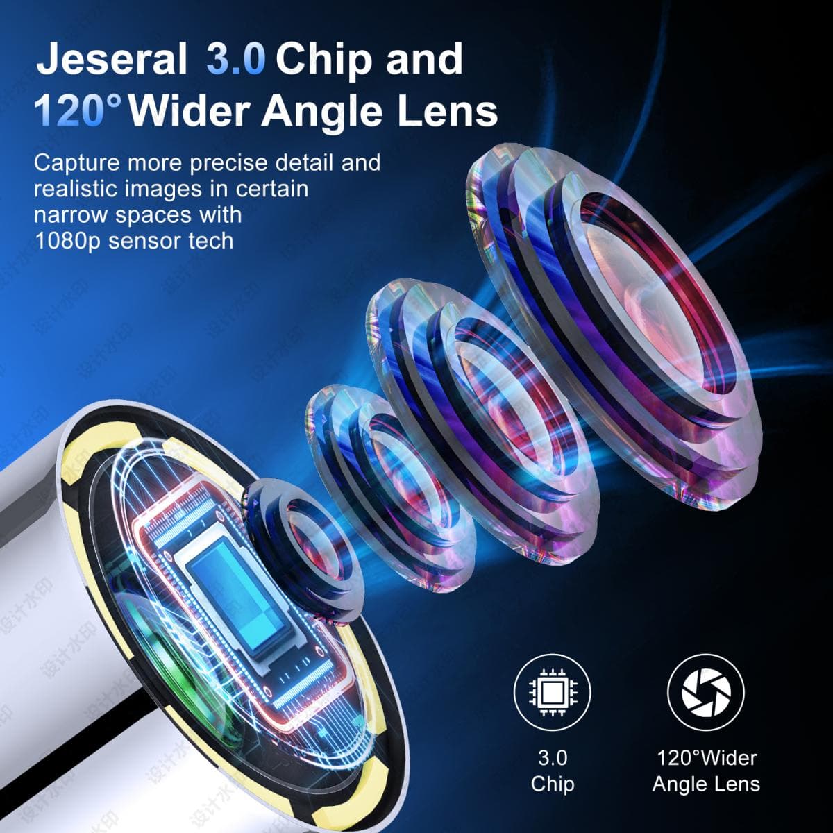 Эндоскоп автомобильный с экраном Jeseral JS439-DT, 360 градусов, с гибкой 3,9-мм камерой, с 4-сторонней артикуляцией и 5-дюймовым дисплеем