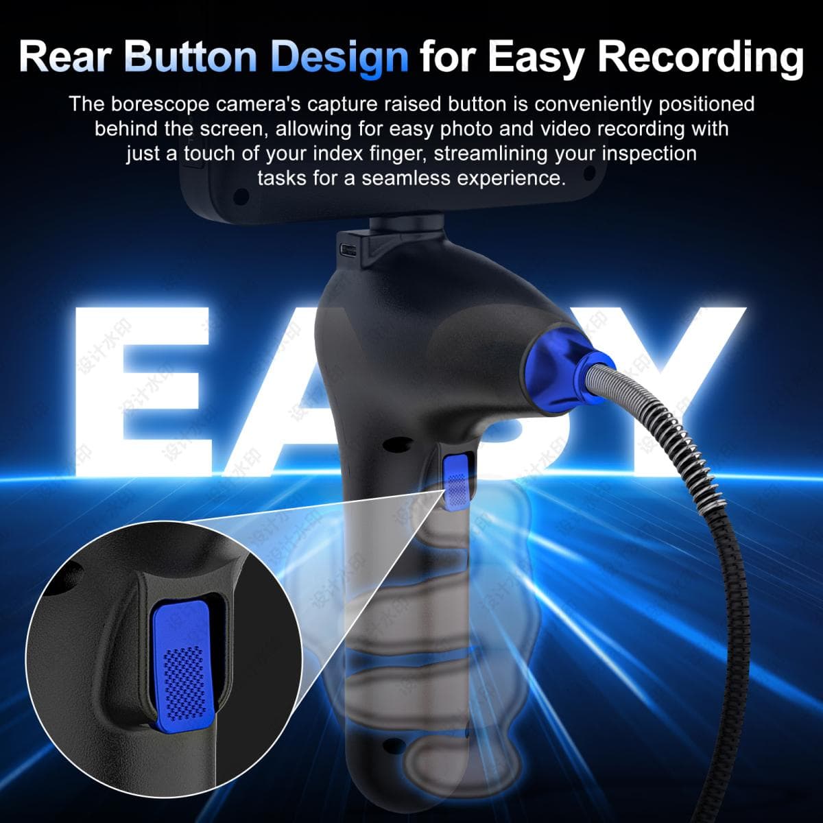 Эндоскоп автомобильный с экраном Jeseral JS439-DT, 360 градусов, с гибкой 3,9-мм камерой, с 4-сторонней артикуляцией и 5-дюймовым дисплеем