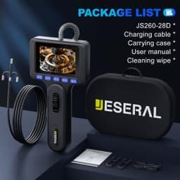 Эндоскоп автомобильный с экраном Jeseral JS260-28D, 360 градусов, с гибкой 6,2-мм камерой, с 2-сторонней артикуляцией и 2,8-дюймовым дисплеем