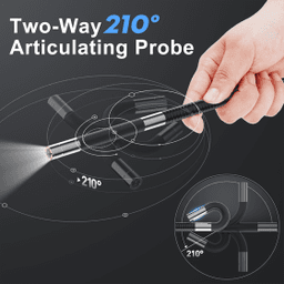 Эндоскоп автомобильный с экраном Jeseral JS260-28D, 360 градусов, с гибкой 6,2-мм камерой, с 2-сторонней артикуляцией и 2,8-дюймовым дисплеем