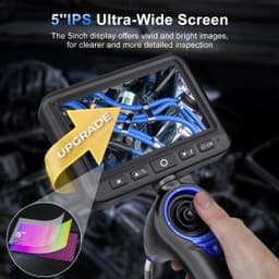 Эндоскоп автомобильный с экраном Jeseral JS439-DT, 360 градусов, с гибкой 3,9-мм камерой, с 4-сторонней артикуляцией и 5-дюймовым дисплеем