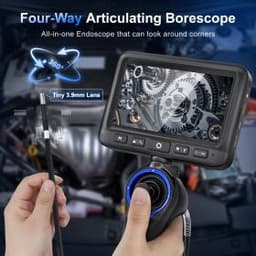 Эндоскоп автомобильный с экраном Jeseral JS439-DT, 360 градусов, с гибкой 3,9-мм камерой, с 4-сторонней артикуляцией и 5-дюймовым дисплеем