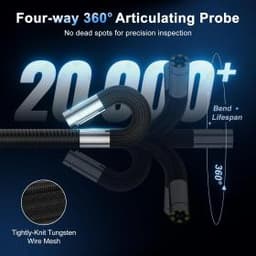 Эндоскоп автомобильный с экраном Jeseral JS460-DT, 360 градусов, с гибкой 6,2-мм камерой, с 4-сторонней артикуляцией и 5-дюймовым дисплеем