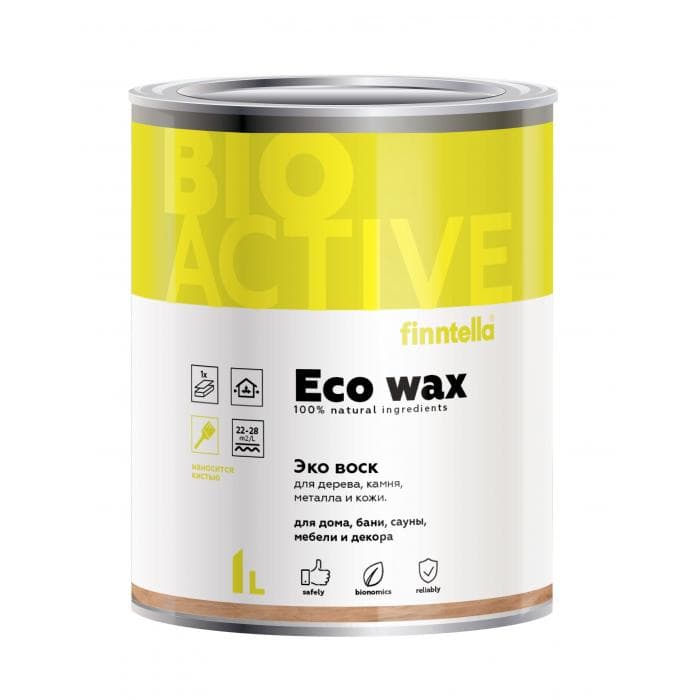 Эко Воск деревозащитный 100% натуральный BIO WAX 1 л для бань,саун, срубов