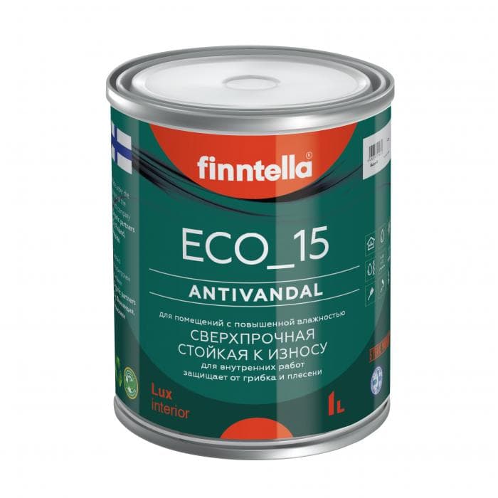 Краска интерьерная LUX ECO-15 ANTIVANDAL полуматовая (светлые тона) 1л
