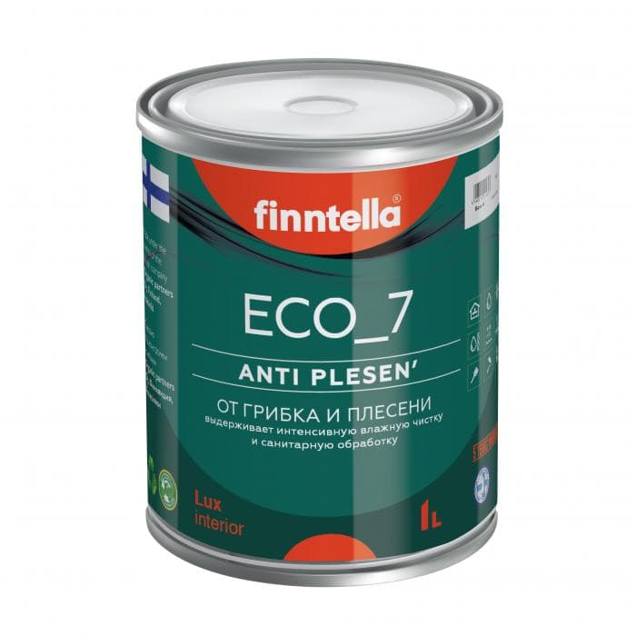 Краска интерьерная LUX ECO-7 ANTIPLESEN` шелковисто-матовая (темные тона) 1л
