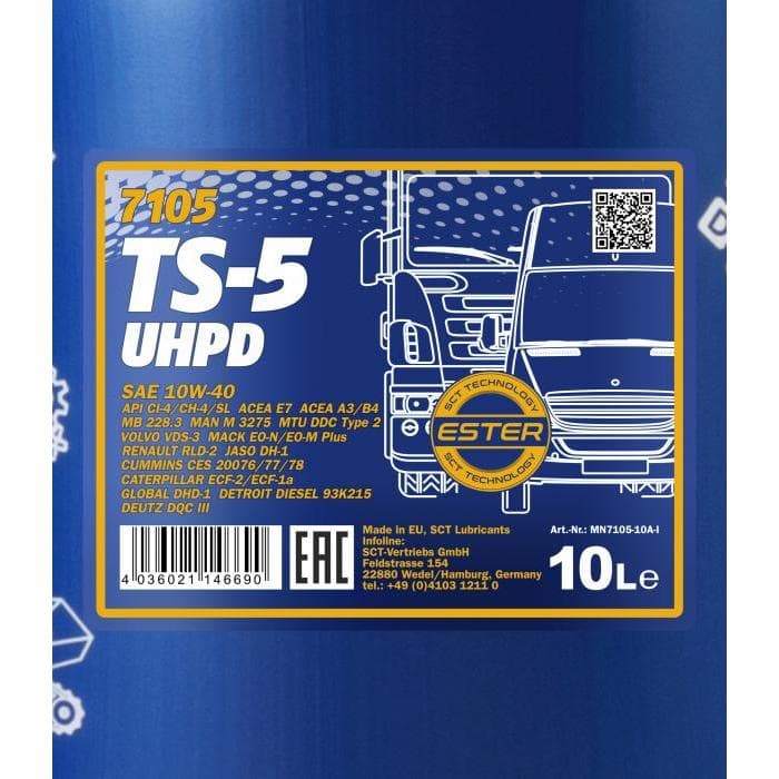Масло моторное для тракторов MANNOL UHPD TS-5 SAE 10W-40 10л