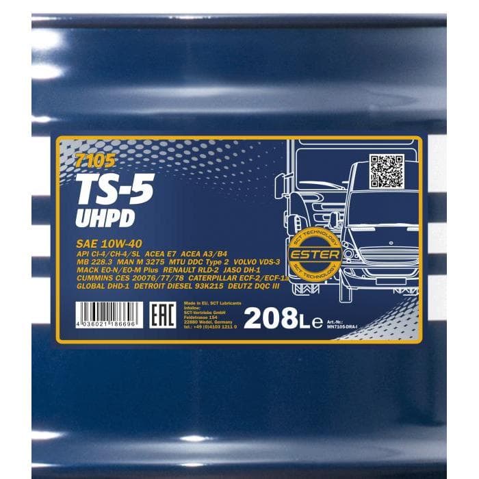 Масло моторное для тракторов MANNOL UHPD TS-5 SAE 10W-40 208л