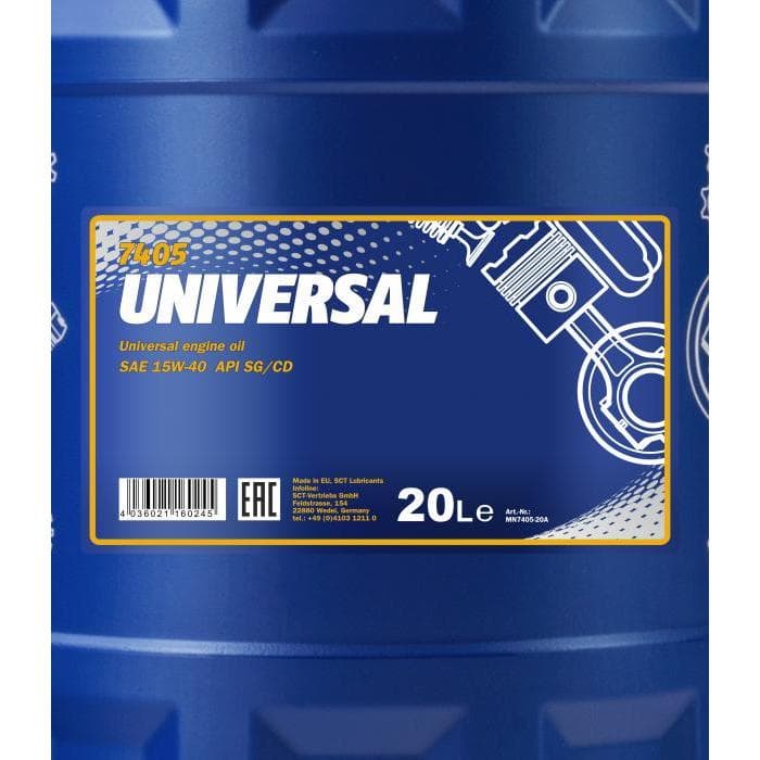 Минеральное моторное масло MANNOL UNIVERSAL SAE 15W-40 20л