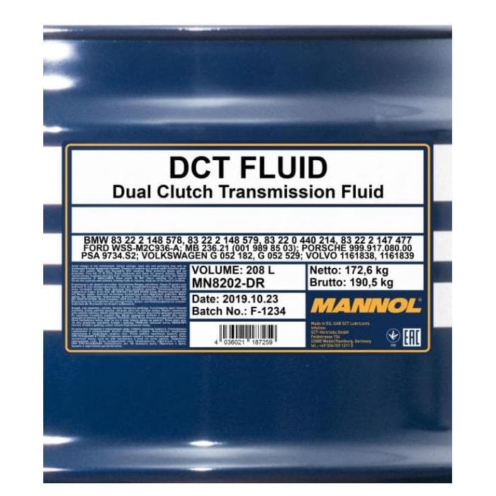 Трансмиссионное масло MANNOL 8202 DCT FLUID / DSG Getriebeoel 208л