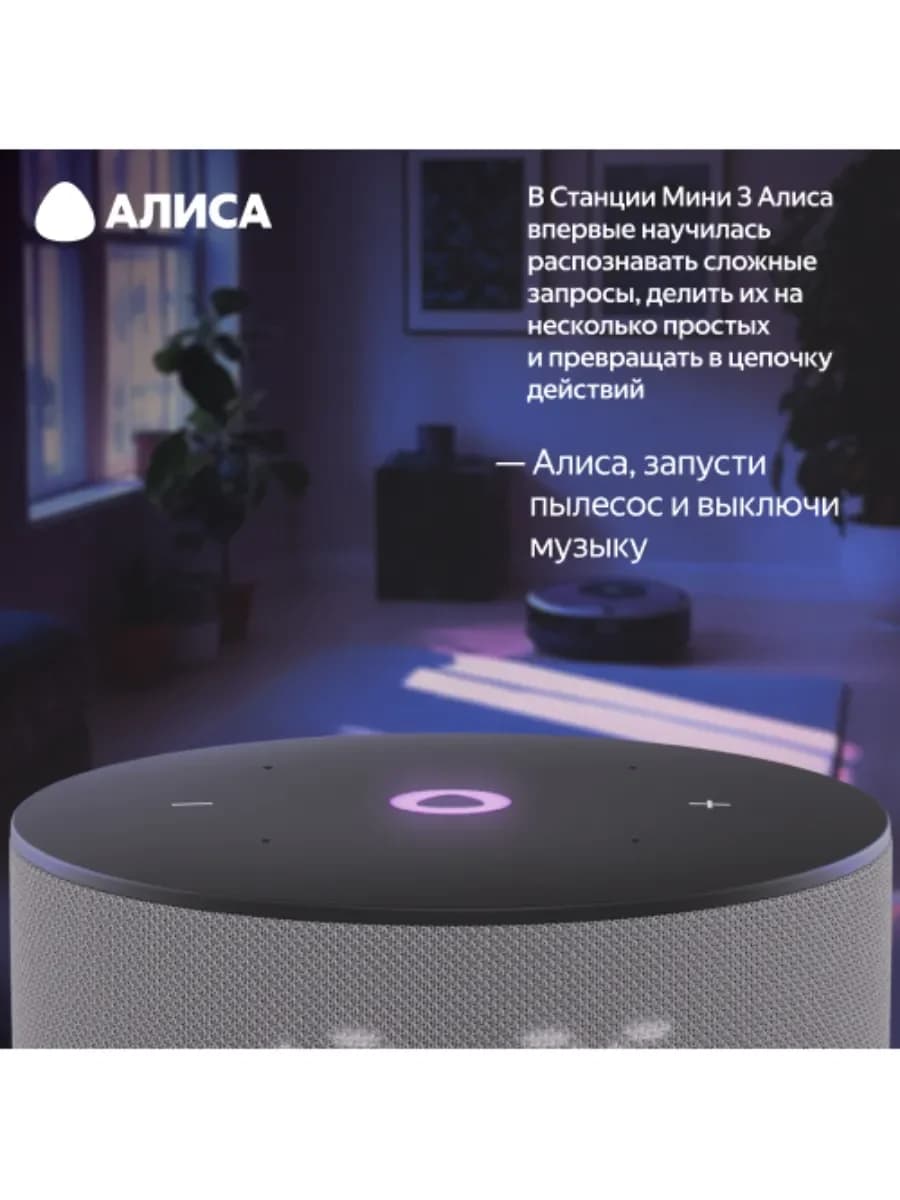 Умная колонка Яндекс Станция Мини 3 (с часами) (Серый)