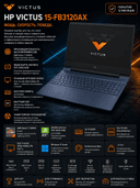Игровой ноутбук HP Victus 15-FB3120AX Ryzen 7 7445HS RTX 3050 6GB 16GB 512GB SSD 15.6" 144Hz Performance Blue